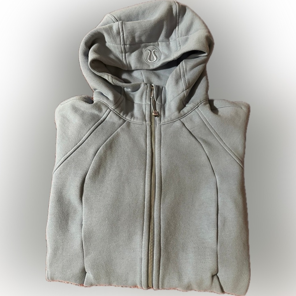 Lululemon full zip scuba hoodie jacket dusty blue sz 10